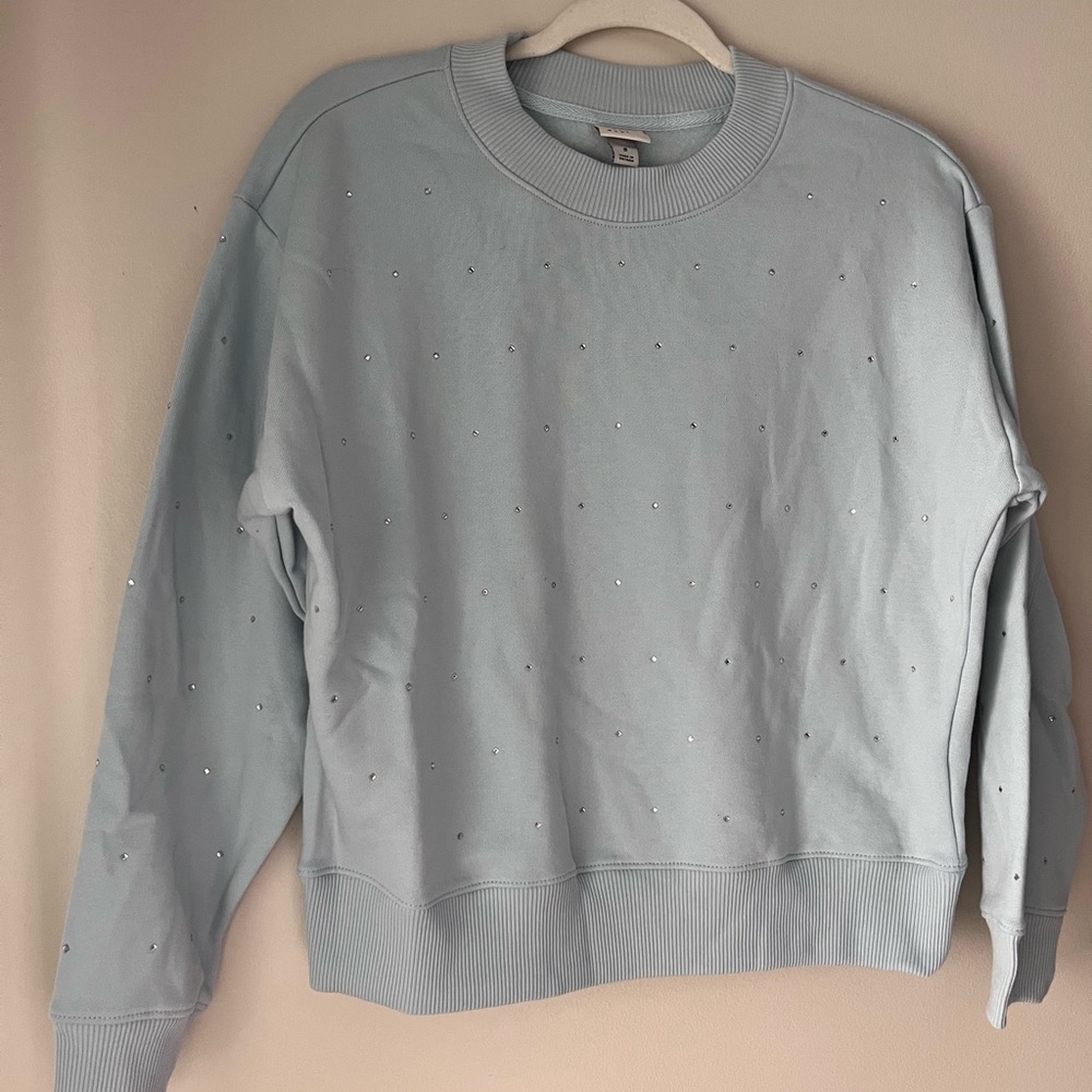 a new day Light Blue Rhinestone Crewneck Sweater